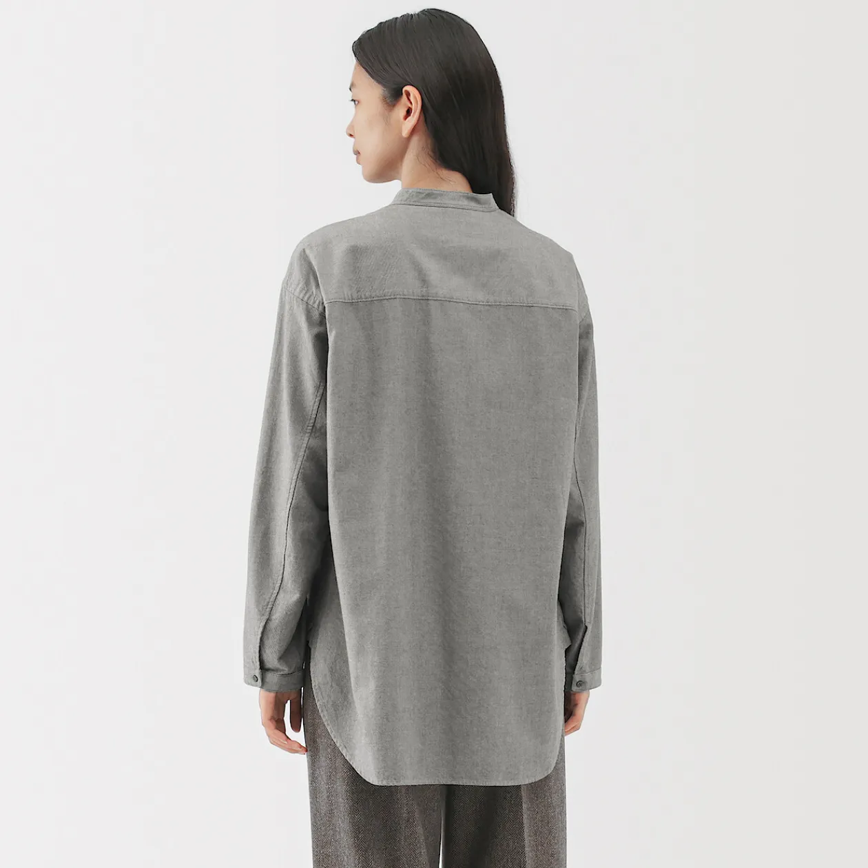 Chemises^Muji Chemise à col montant en coton brossé pour femme