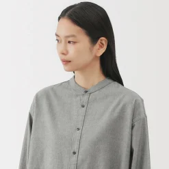 Chemises^Muji Chemise à col montant en coton brossé pour femme