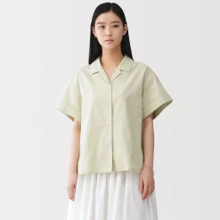 Chemises^Muji Chemise à manches courtes en popeline de coton biologique pour femme