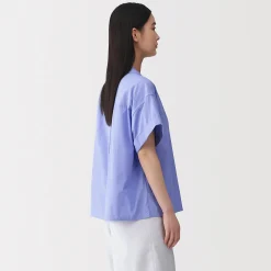 Chemises^Muji Chemise à manches courtes en popeline de coton biologique pour femme