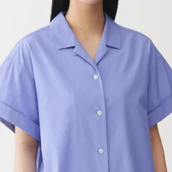 Chemises^Muji Chemise à manches courtes en popeline de coton biologique pour femme