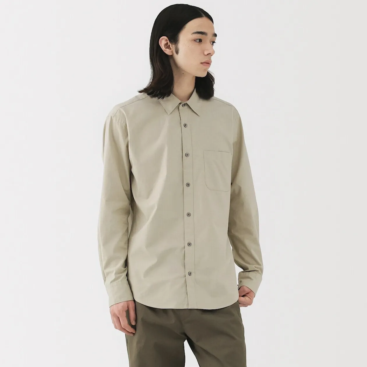 Chemises^Muji Chemise à manches longues en coton lavé homme