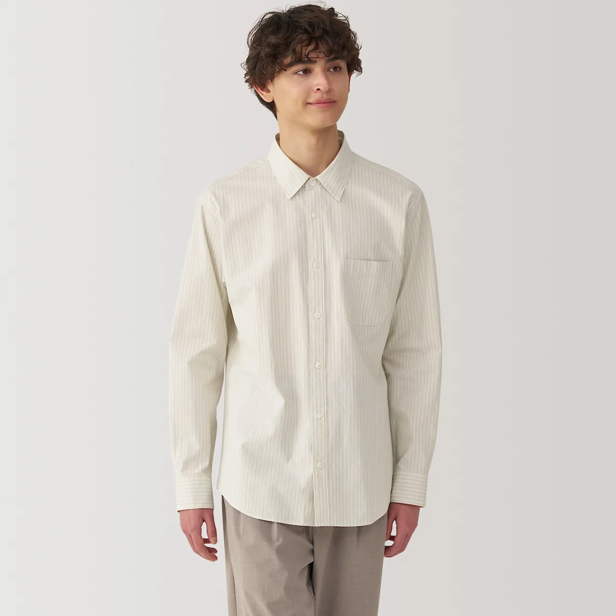 Chemises^Muji Chemise à manches longues en coton lavé homme