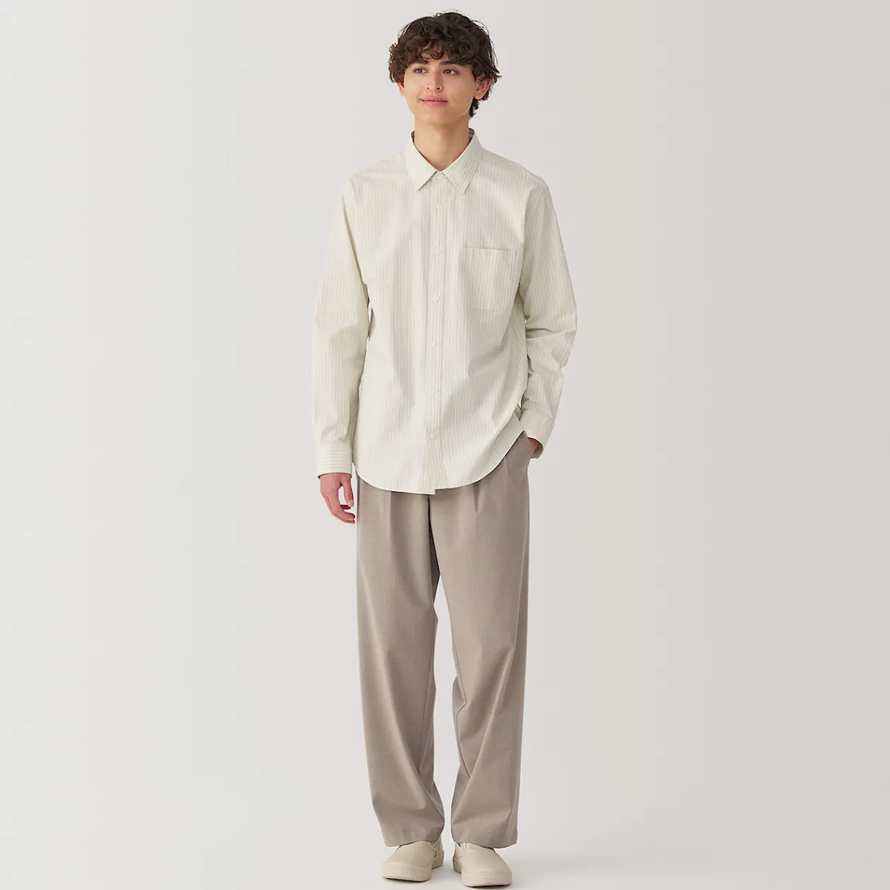 Chemises^Muji Chemise à manches longues en coton lavé homme