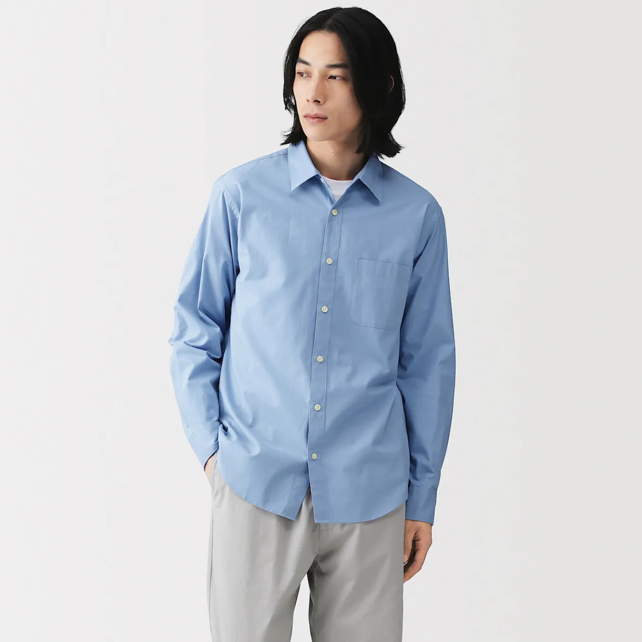 Chemises^Muji Chemise à manches longues en coton lavé homme