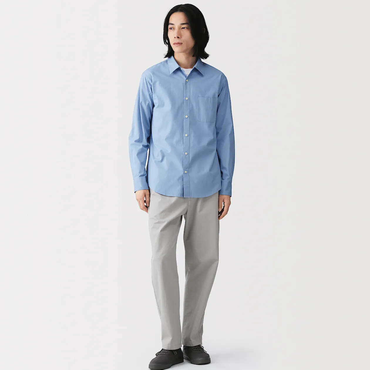 Chemises^Muji Chemise à manches longues en coton lavé homme