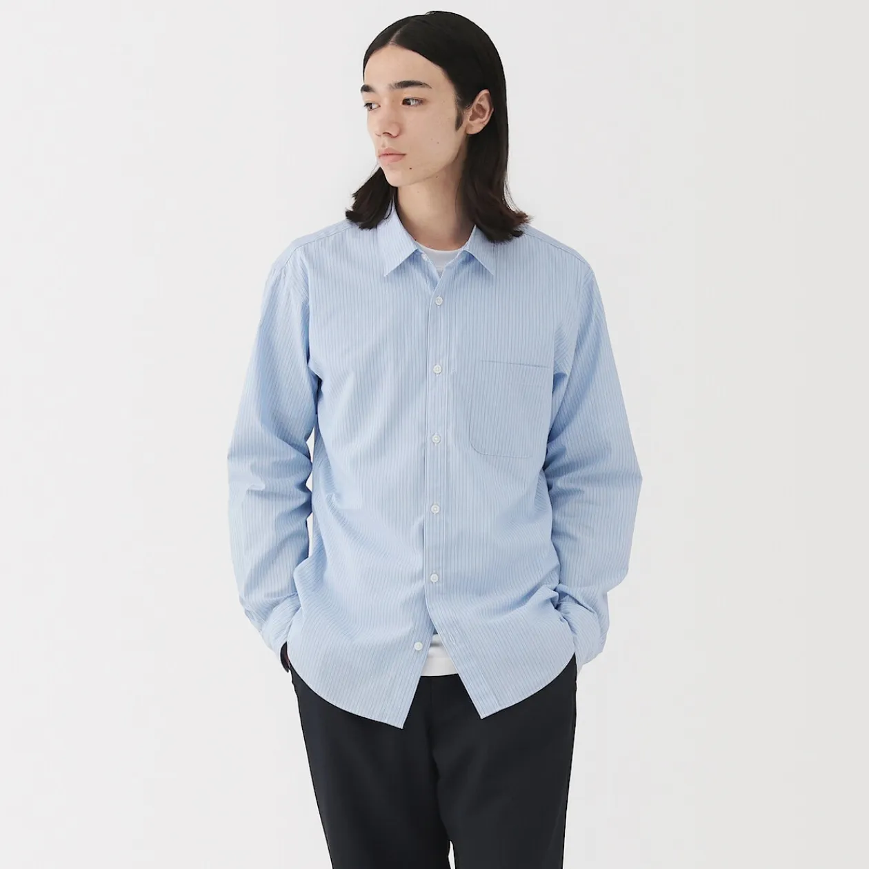 Chemises^Muji Chemise à manches longues en coton lavé homme