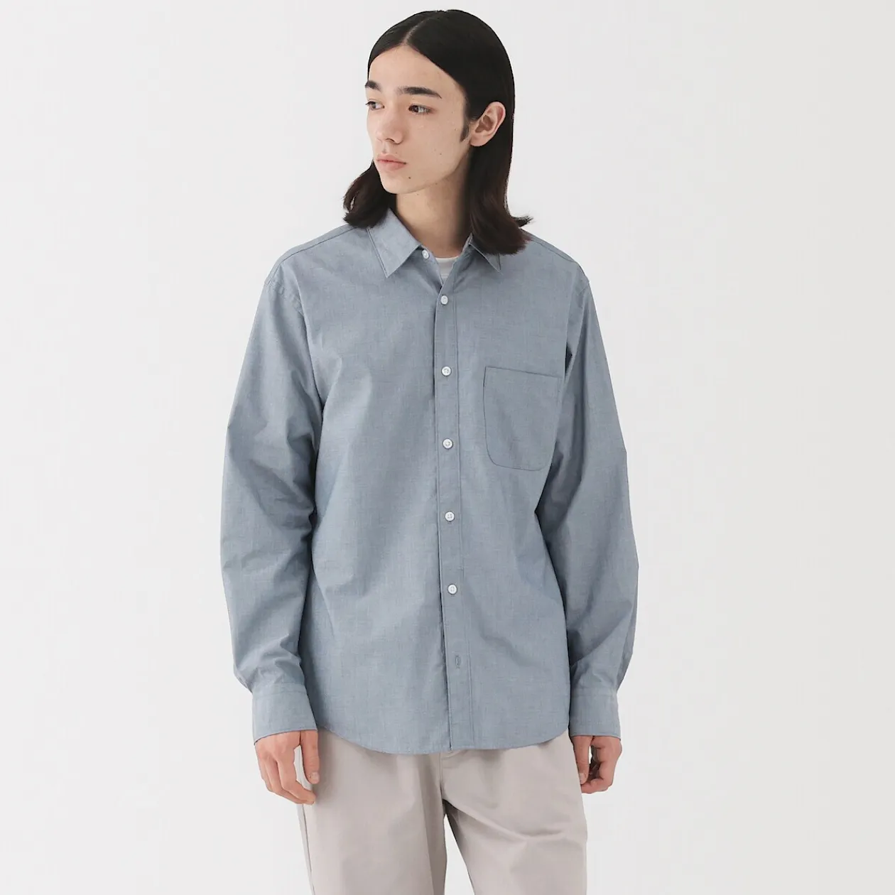 Chemises^Muji Chemise à manches longues en coton lavé homme