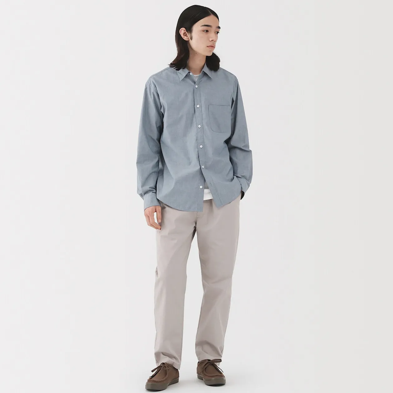 Chemises^Muji Chemise à manches longues en coton lavé homme