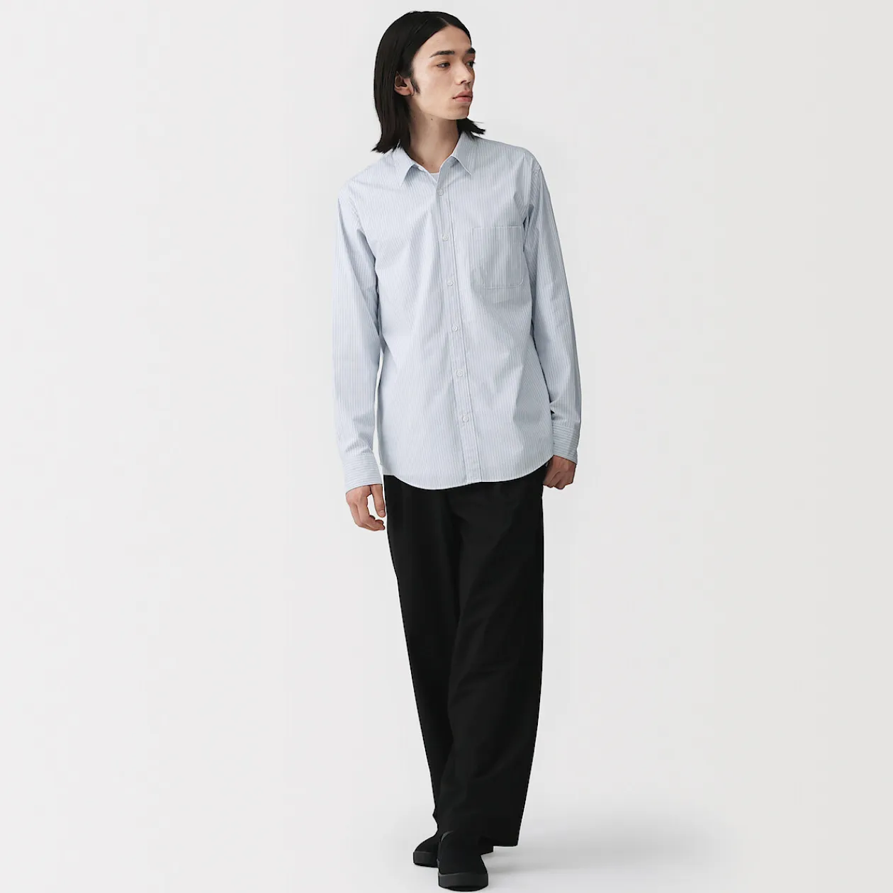 Chemises^Muji Chemise à manches longues en coton lavé homme