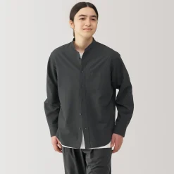 Chemises^Muji Chemise en coton Oxford lavé col officier homme