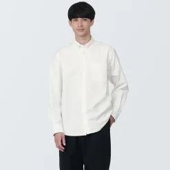 Chemises^Muji Chemise en coton Oxford lavé col boutonné homme