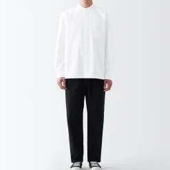 Chemises^Muji Chemise en coton Oxford lavé col officier homme Blanc