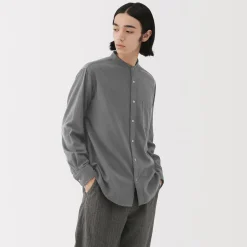 Chemises^Muji Chemise en flanelle col officier pour homme