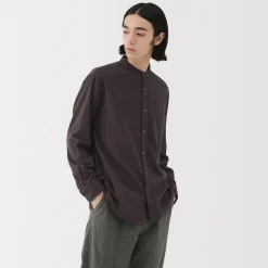 Chemises^Muji Chemise en flanelle col officier pour homme