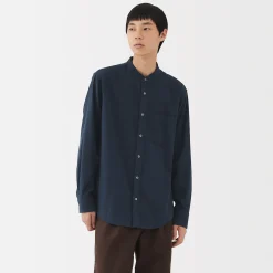 Chemises^Muji Chemise en flanelle col officier pour homme