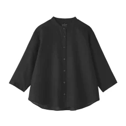 Chemises^Muji Chemisier à col officier en lin lavé pour femme