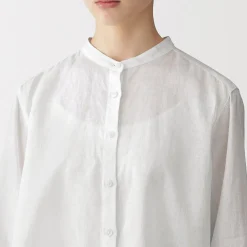 Chemises^Muji Chemisier à col officier en lin lavé pour femme