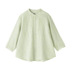 Chemises^Muji Chemisier à col officier en lin lavé pour femme