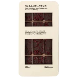 Chocolat Et Bonbons^Muji Chocolats noirs fourrés à la framboise et au fruit de la passion