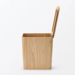 Corbeilles Et Poubelles^Muji Couvercle pour poubelle rectangulaire en bois