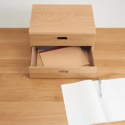 Étagères Modulables En Bois^Muji Demi bloc‐tiroir en chêne ‐ 2 tiroirs horizontaux (Dont Eco‐part. 0,82 €)