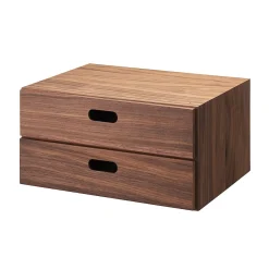 Étagères Modulables En Bois^Muji Demi Bloc‐tiroir en noyer ‐ 2 tiroirs horizontaux (Dont Eco‐part. 0,82 €)
