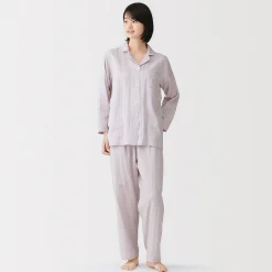 Pyjamas Et Vêtements D'Intérieur^Muji Ensemble pyjama à manches longues en gaze double pour femme