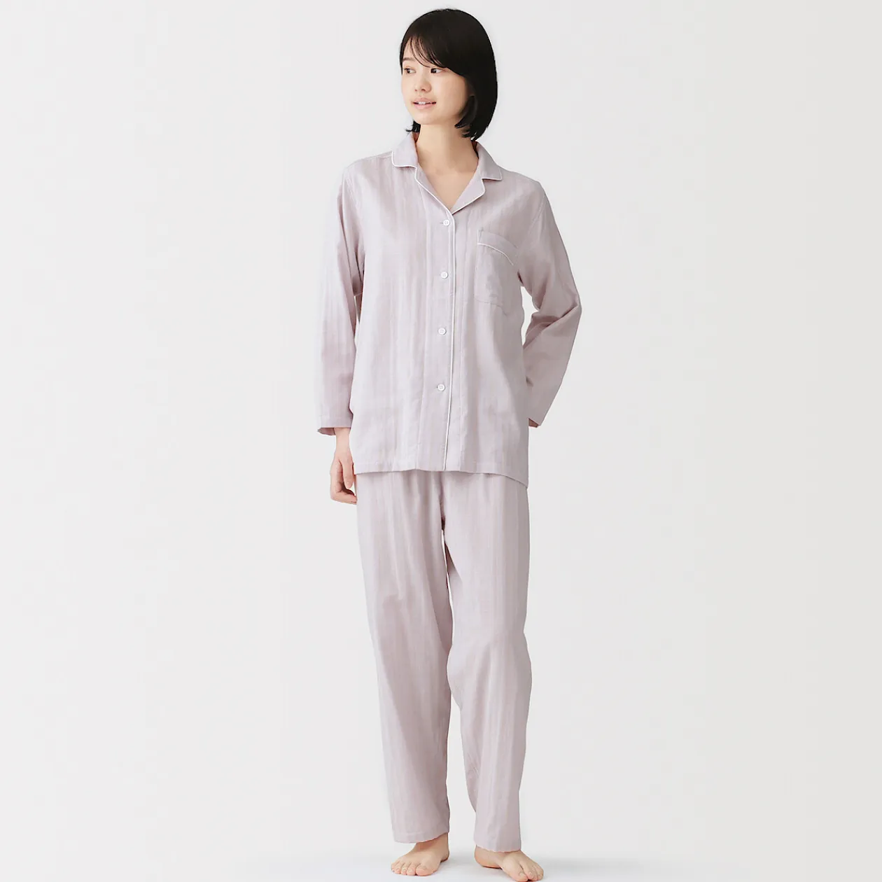 Pyjamas Et Vêtements D'Intérieur^Muji Ensemble pyjama à manches longues en gaze double pour femme