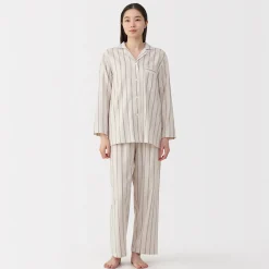 Pyjamas Et Vêtements D'Intérieur^Muji Ensemble pyjama à manches longues en gaze double pour femme
