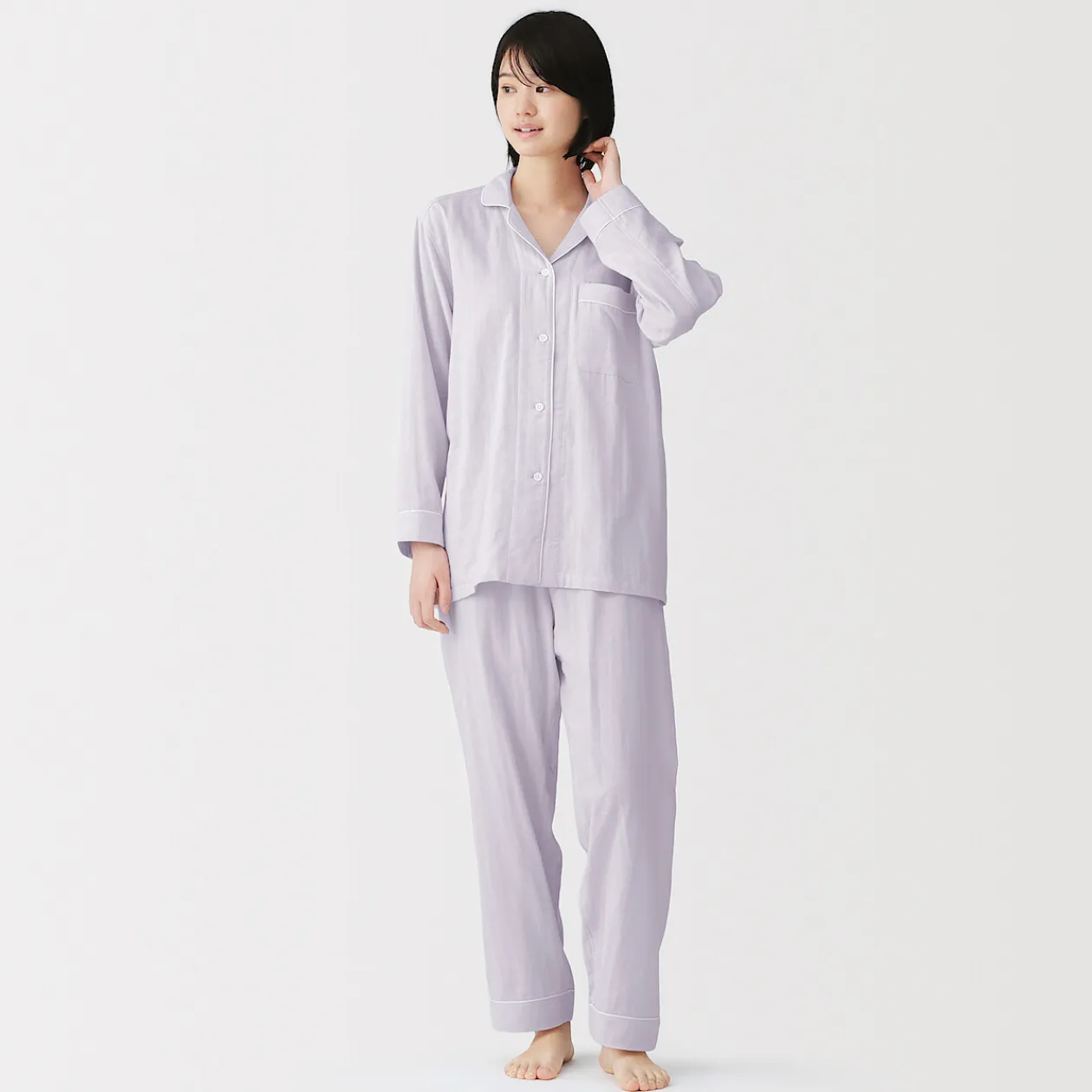 Pyjamas Et Vêtements D'Intérieur^Muji Ensemble pyjama à manches longues en gaze double pour femme