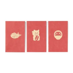 Emballages Cadeaux^Muji Enveloppes petites en papier de bambou avec motifs porte-bonheur - Rouge