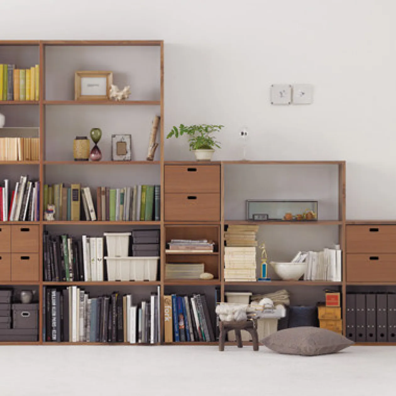 Étagères Modulables En Bois^Muji Etagère additionnelle en noyer ‐ 2 niveaux (Dont Eco‐part. 0,82 €)