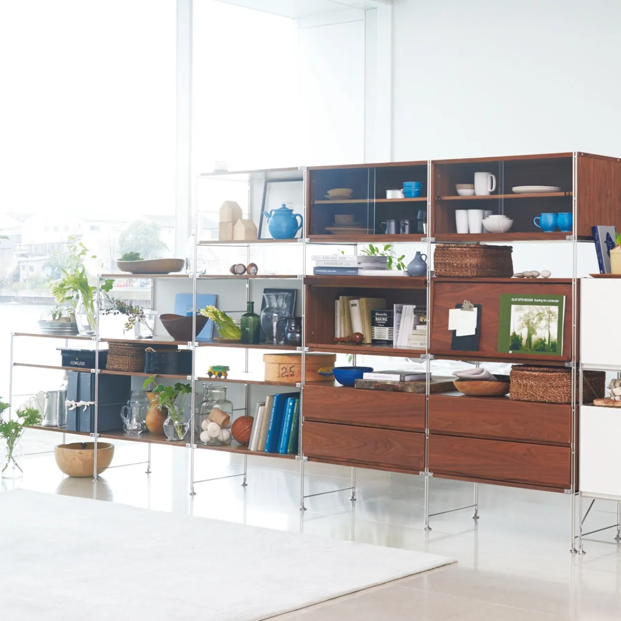 Étagères En Pin Et En Acier^Muji Etagère additionnelle large en noyer (Dont Eco‐part. 0,32 €)