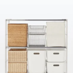 Étagères En Pin Et En Acier^Muji Etagère en acier inoxydable large ‐ 4 niveaux (Dont Eco‐part. 0,82 €)