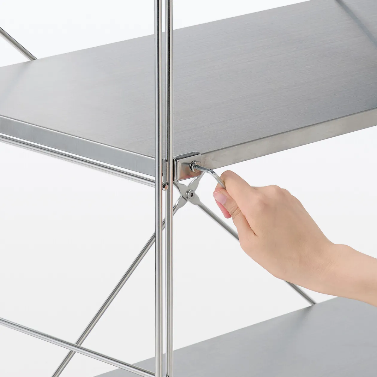 Étagères En Pin Et En Acier^Muji Etagère en acier inoxydable large ‐ 4 niveaux (Dont Eco‐part. 0,82 €)