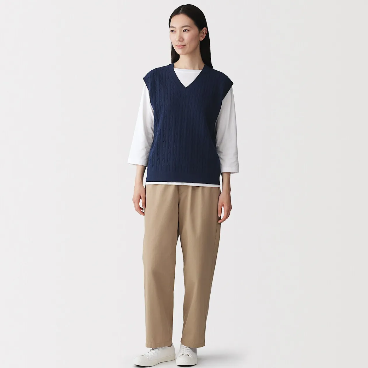 Pulls Et Cardigans^Muji Gilet en tricot torsadé de mélange de coton pour femme