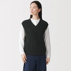 Pulls Et Cardigans^Muji Gilet en tricot torsadé de mélange de coton pour femme