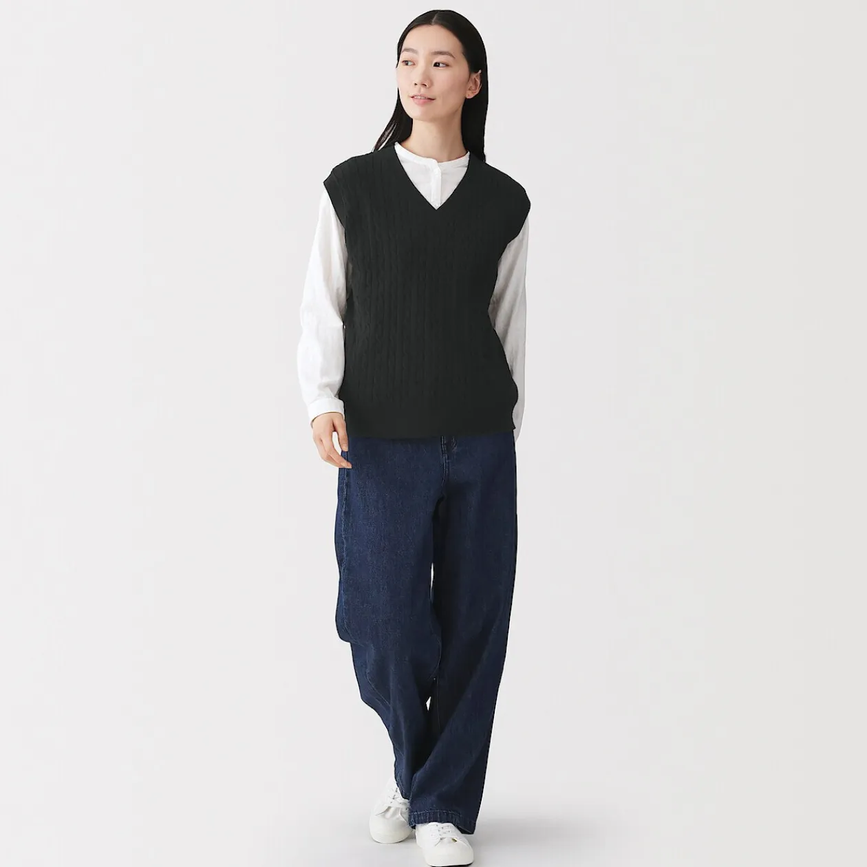 Pulls Et Cardigans^Muji Gilet en tricot torsadé de mélange de coton pour femme