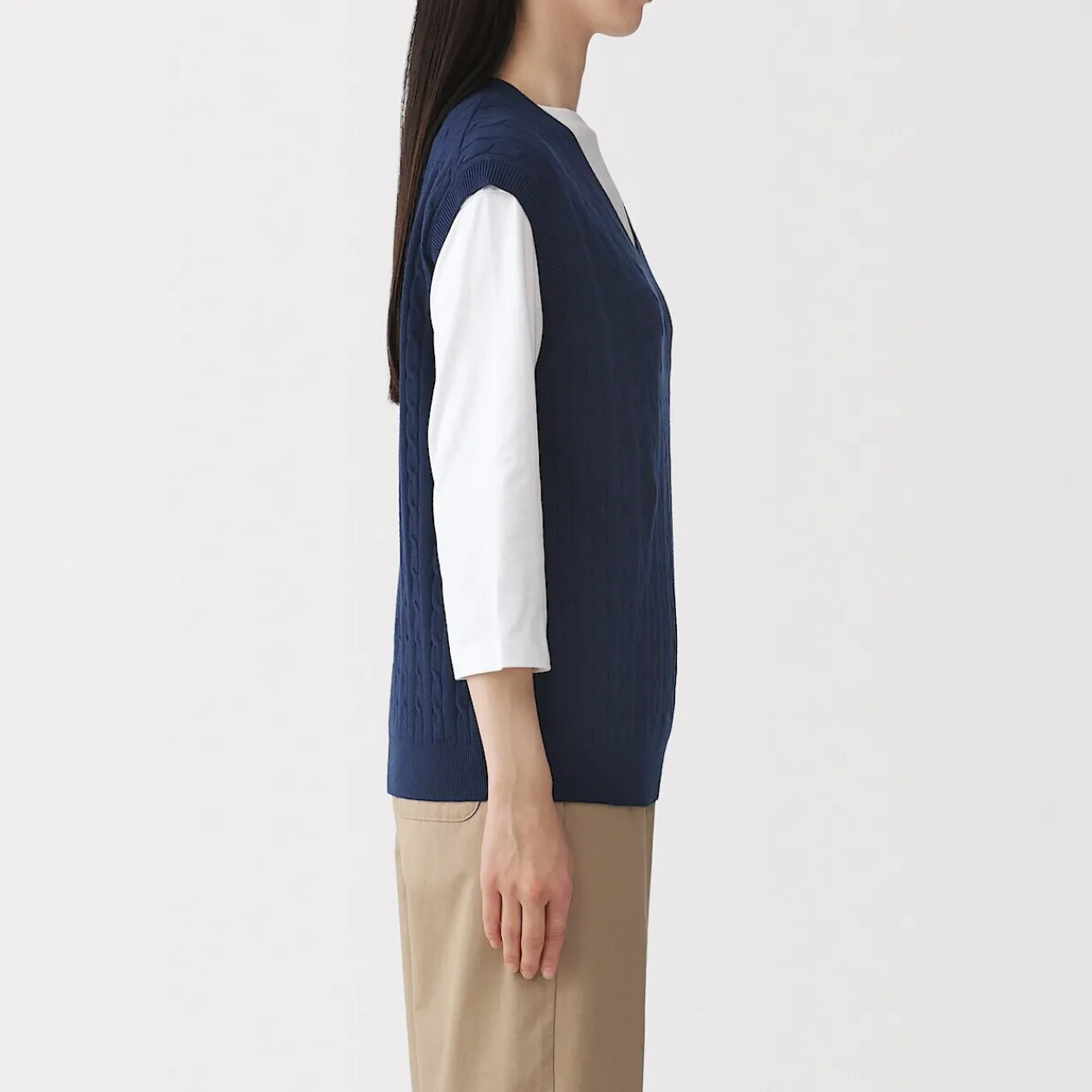 Pulls Et Cardigans^Muji Gilet en tricot torsadé de mélange de coton pour femme