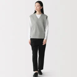 Pulls Et Cardigans^Muji Gilet en tricot torsadé de mélange de coton pour femme