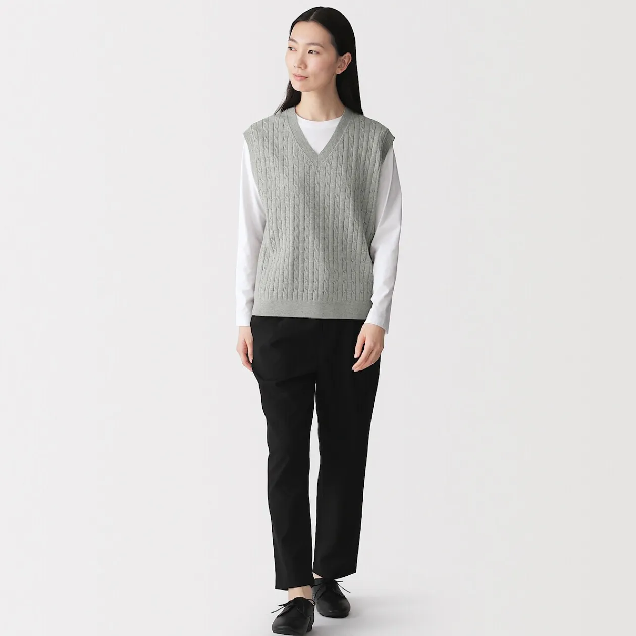Pulls Et Cardigans^Muji Gilet en tricot torsadé de mélange de coton pour femme