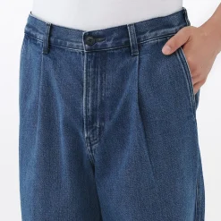 Pantalons Et Shorts^Muji Jean coupe droite en denim mélangé kapok pour homme