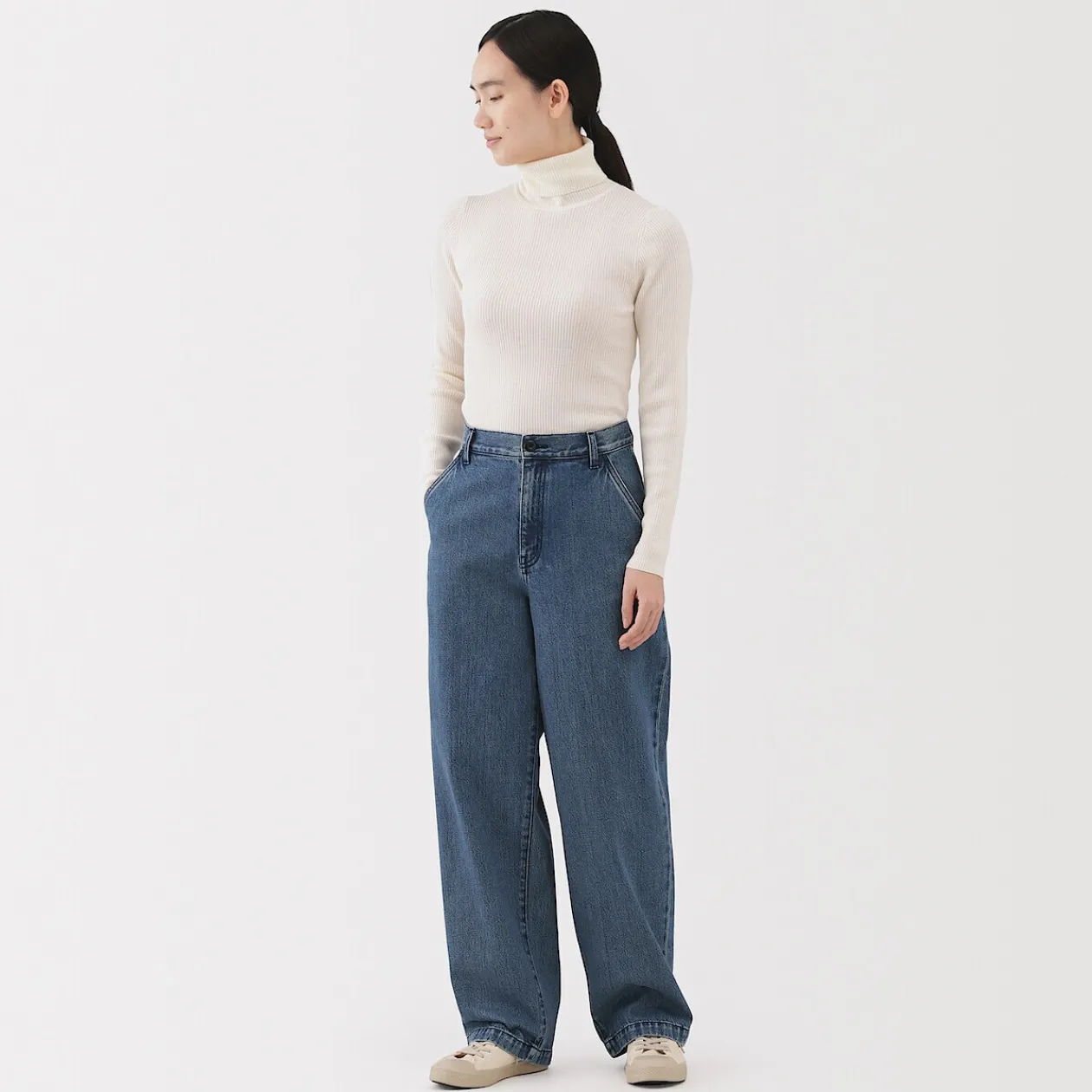 Pantalons, Jupes Et Shorts^Muji Jean denim coupe large en kapok mélangé pour femme