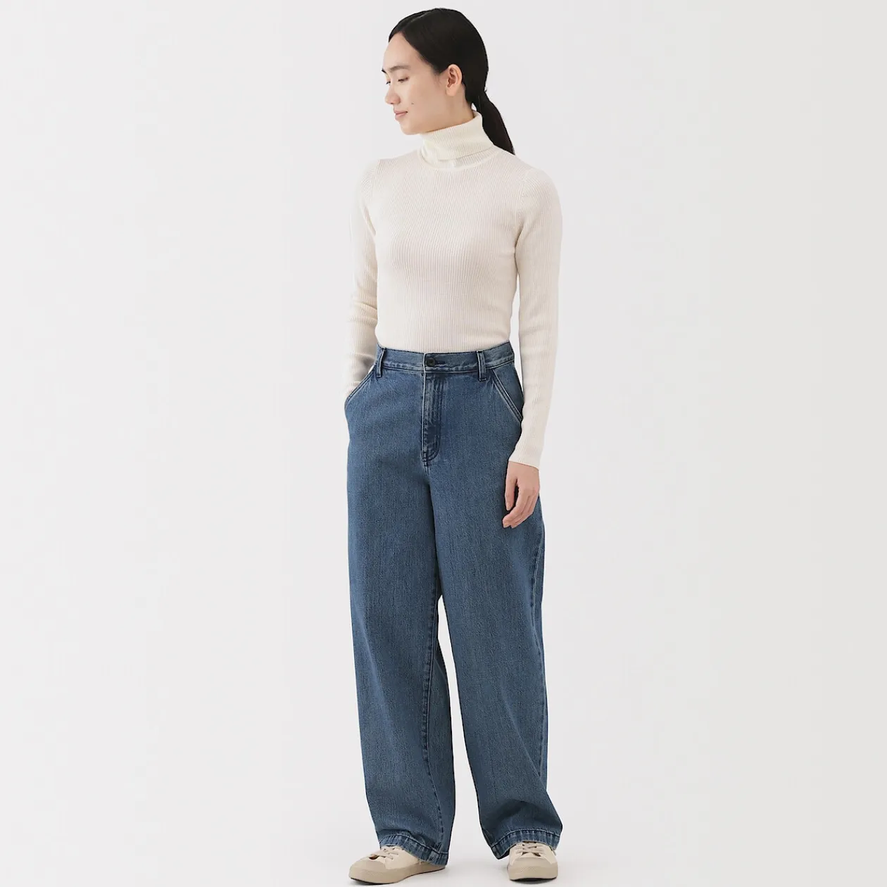 Pantalons, Jupes Et Shorts^Muji Jean denim coupe large en kapok mélangé pour femme
