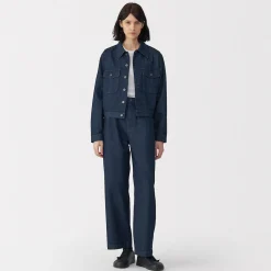 Pantalons, Jupes Et Shorts^Muji Jeans en washi et denim pour femme ‐ Bleu Marine Foncé