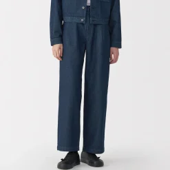 Pantalons, Jupes Et Shorts^Muji Jeans en washi et denim pour femme ‐ Bleu Marine Foncé