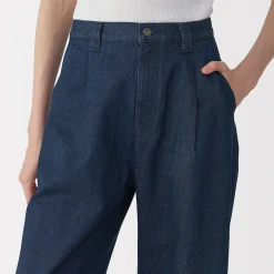 Pantalons, Jupes Et Shorts^Muji Jeans en washi et denim pour femme ‐ Bleu Marine Foncé