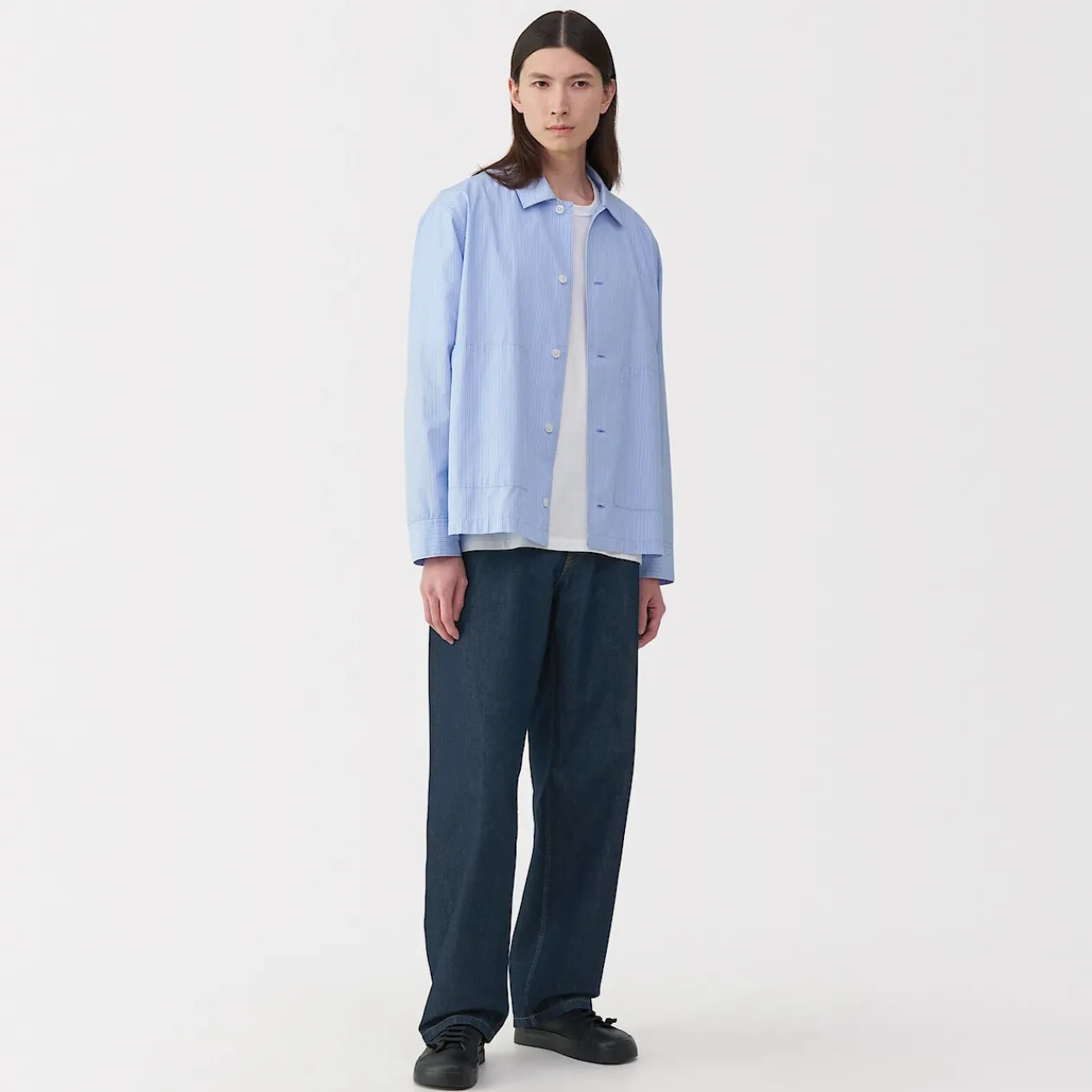 Pantalons Et Shorts^Muji Jeans large en washi et denim pour homme Bleu Marine Foncé