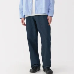 Pantalons Et Shorts^Muji Jeans large en washi et denim pour homme Bleu Marine Foncé